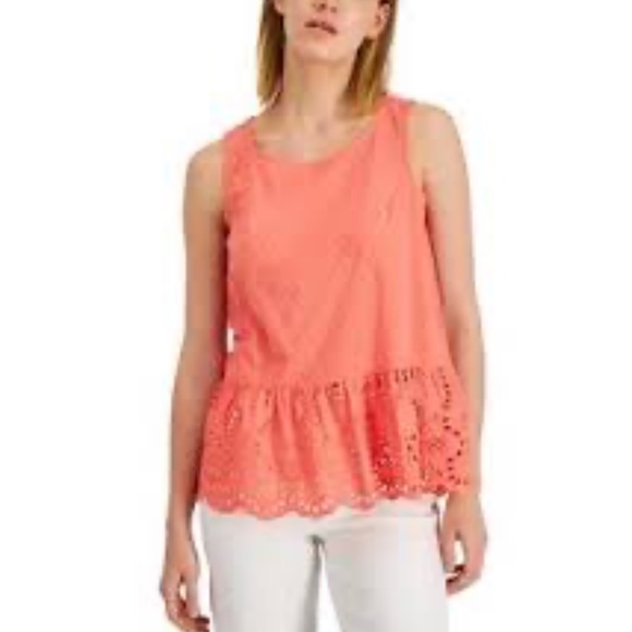 Adyson Parker Pretty Coral Pink Peplum Sleeves Blouse Size XL - Picture 1 of 7